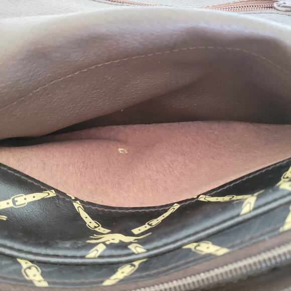 Longchamp Paris Signature Geniue Leather Brown Flap Shoulder Bag Purse Medium - Picture 4 of 10